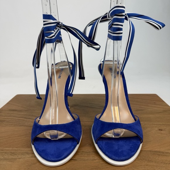 New NWOB Womens Betzabe Norma Suede Blue Open Toe Pumps Heels Size 39.5 - Picture 2 of 9